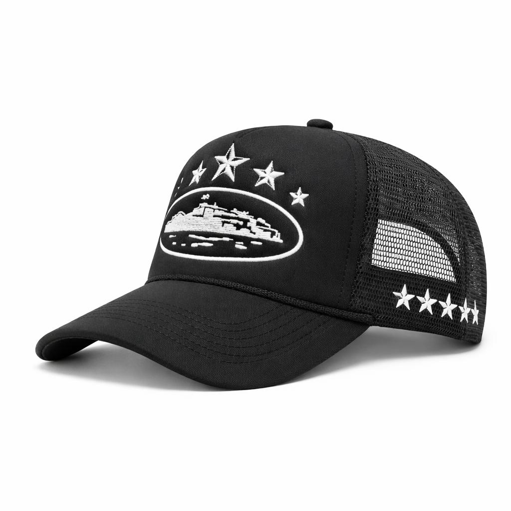 Corteiz Trucker Cap Black & White