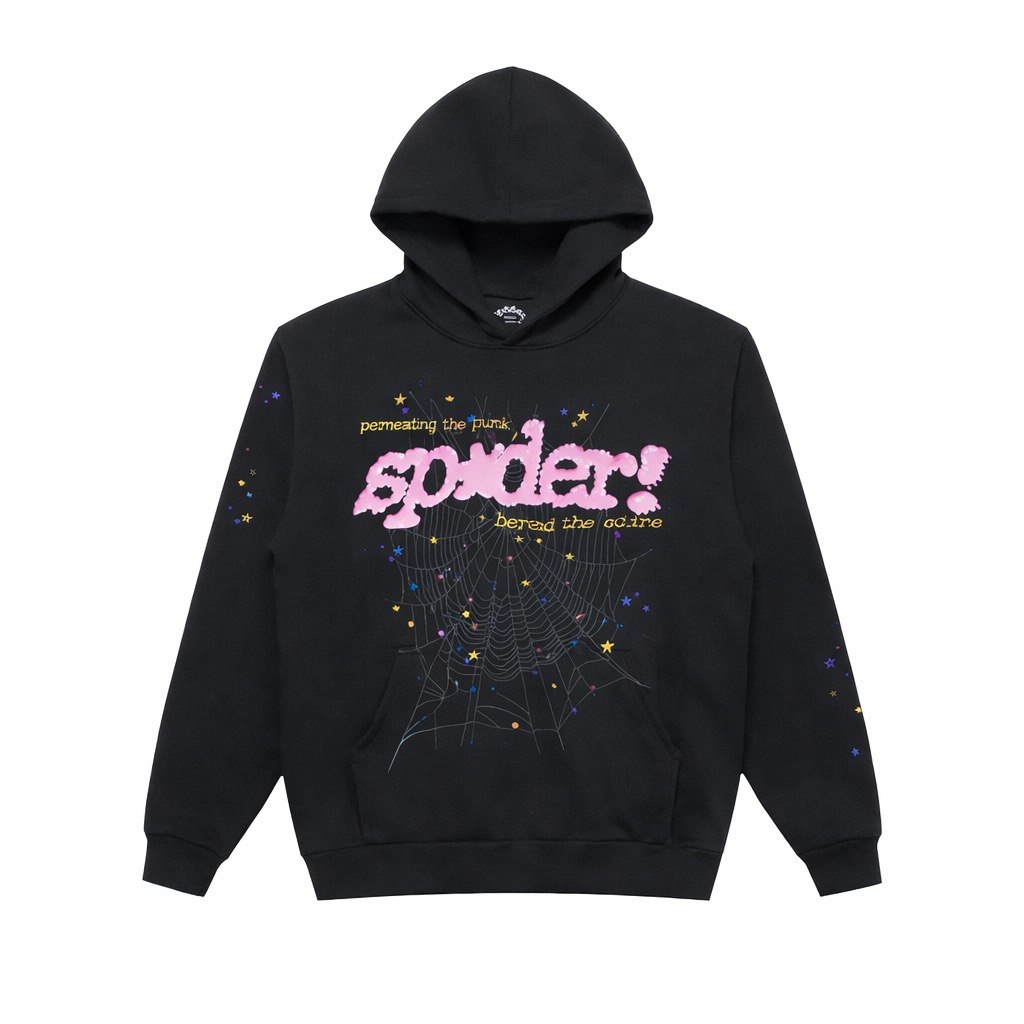 Sp5der Web Hoodie Black & Pink