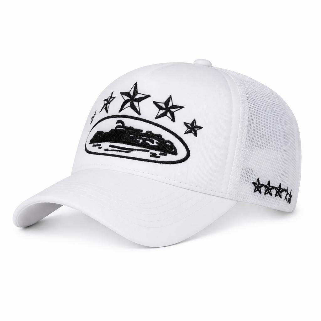 Corteiz Trucker Cap White & Black